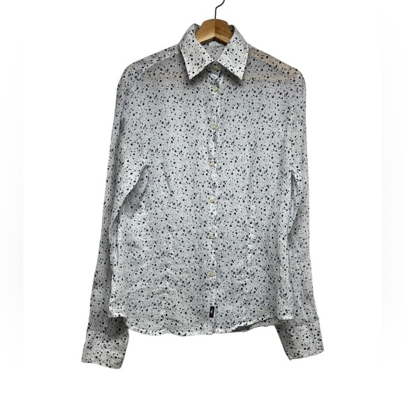 VIOLA LA MIA CAMICIAIA Linen Blend Spotted Button Down Shirt - Picture 1 of 10